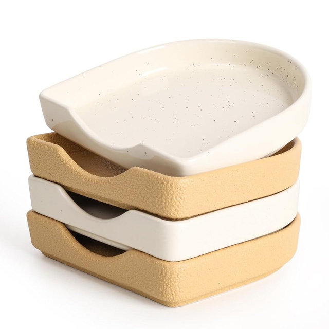 Ceramic Spoon Rest for Stove Top, Spoon Rest for Kitchen Counter Set of 4, Farmhouse Kitchen Decor, Spoon Holder Utensil Holder for Cooking, Ladles, Tong, Cooking Utensil Rest, ANTIS'S HOME