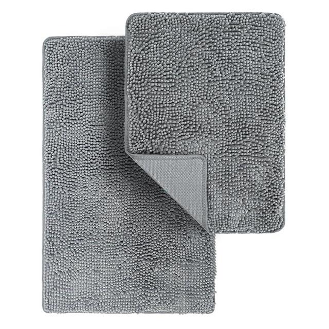 MIGRQIY Bathroom Rugs Sets 2 Piece - Soft Chenille Bath Mats for Bathroom Non Slip with Rubber Backing,Ultra Absorbent Bath Rugs for Shower Floor, Bathroom,32x20 + 24x17 Inch
