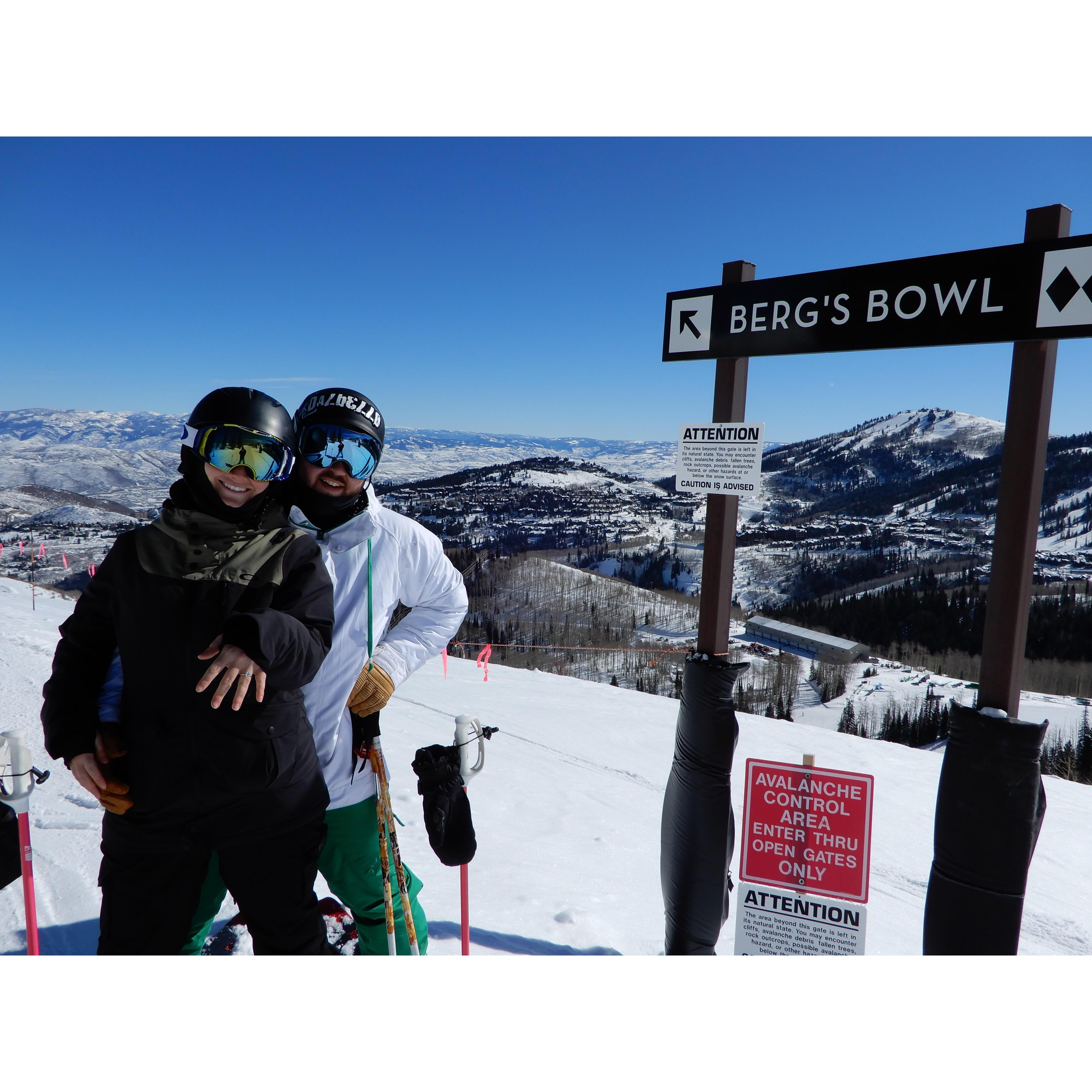 Skiing in Park City on our favorite run shortly after Noah proposed.
