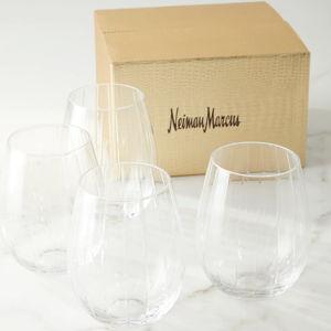 Cut Stemless Wine Glasses, Set of 4
