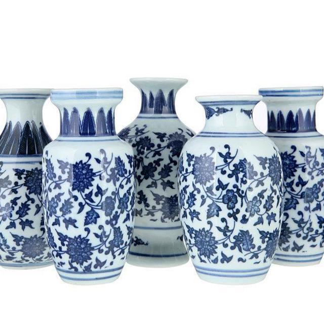 Chinoiserie Bud Vases, set of 5