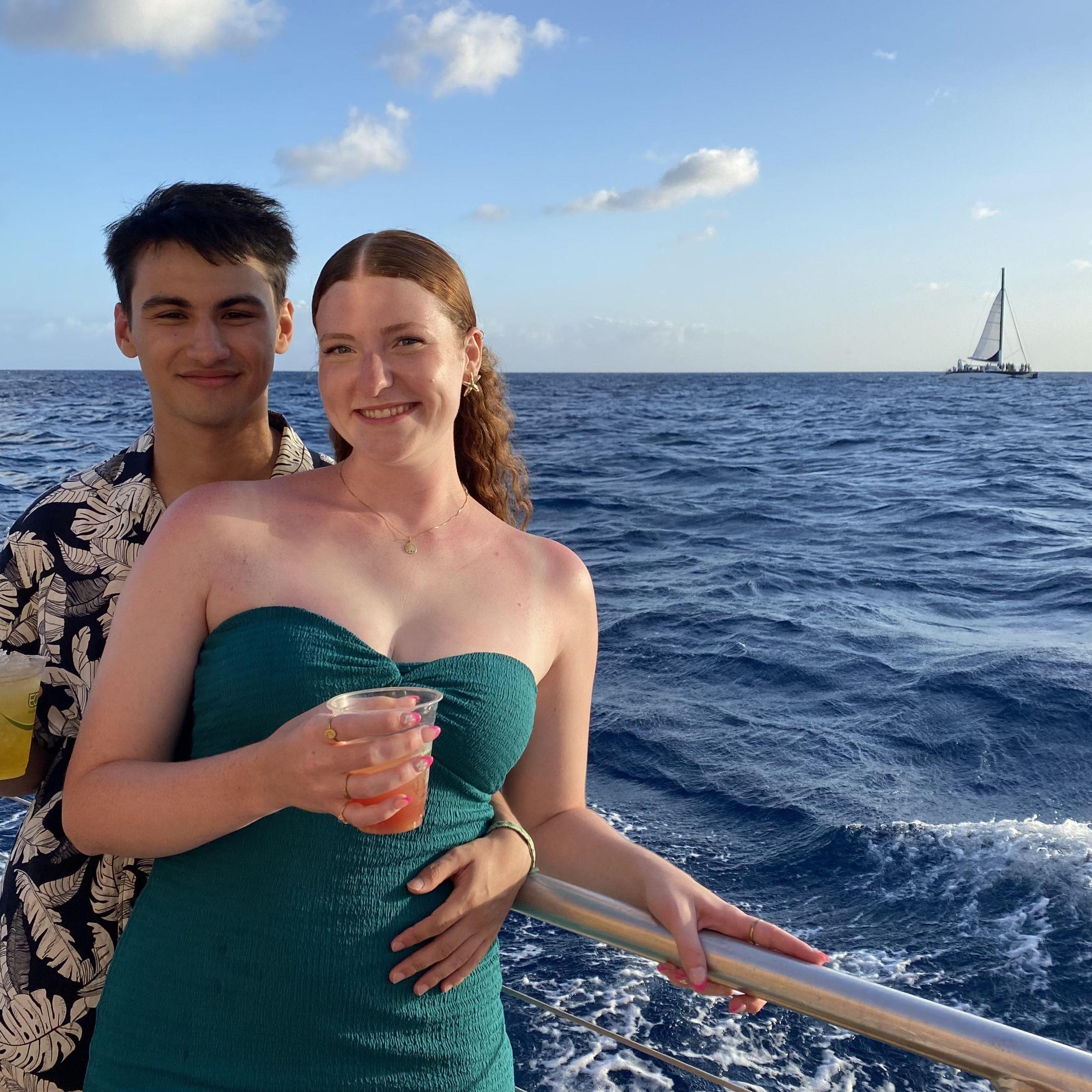 7.10.24 - Amy and Emanuel on a cruise in Honolulu, Hawaii.