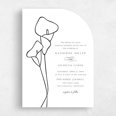 White Half arch Wedding Invitation - Calle Portrait