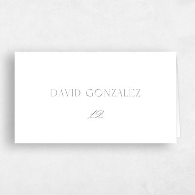 White Typography Wedding Place Card - Mecca