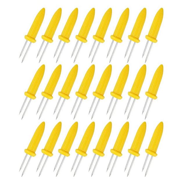 24 Pack Stainless Steel Corn Holders, Corn on The Grill, Corn on The Cob Skewers, Double Fork Sweet Corn Seat, Home & BBQ Cooking Fork