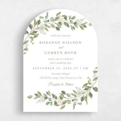 White Arch Wedding Invitation - Orphne Portrait