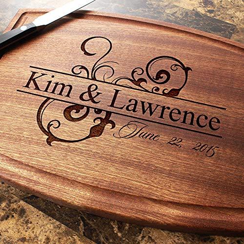 Straga - Engraved Cutting Boards for Personalized Gifts, Practical Wedding Gifts and Keepsakes, Customize Your Wood Board, Style and Design (Artistic Swirl Design No.206)