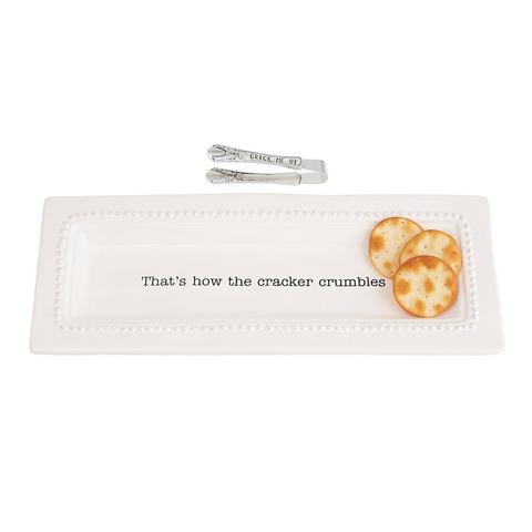 Mud Pie 2-Piece Cracker Tray & Tongs Set