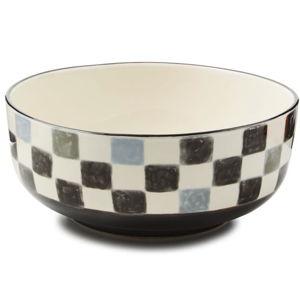 Stoneware Check Serving Bowl