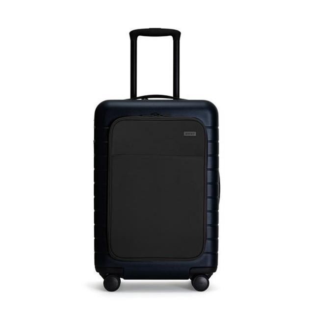 The Carry-On with Pocket - Navy, Leather Pocket