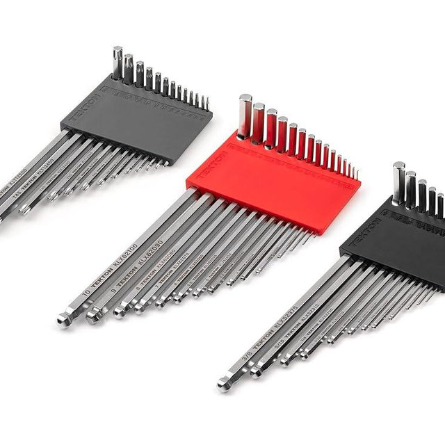 TEKTON Ball End Hex and Star Key Set with Holders, 41-Piece (0.050-3/8 in., 1.3-10 mm, T6-T50) - Chrome Finish | KEY91001
