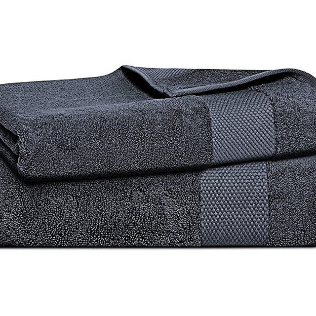 BIOWEAVES 100% Organic Cotton 700 GSM Plush Bath Towels 30" x 58" GOTS Certified - Charcoal, Pack of 2