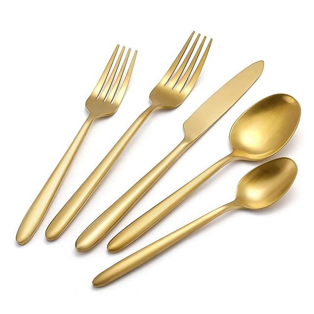 DEACORY Gold Flatware Set Silverware Set Stainless Steel Cutlery Set Matte Finished 20 Pieces Modern Home Hotel Restaurant Use Wedding Housewarming Holiday Gift Service for 4