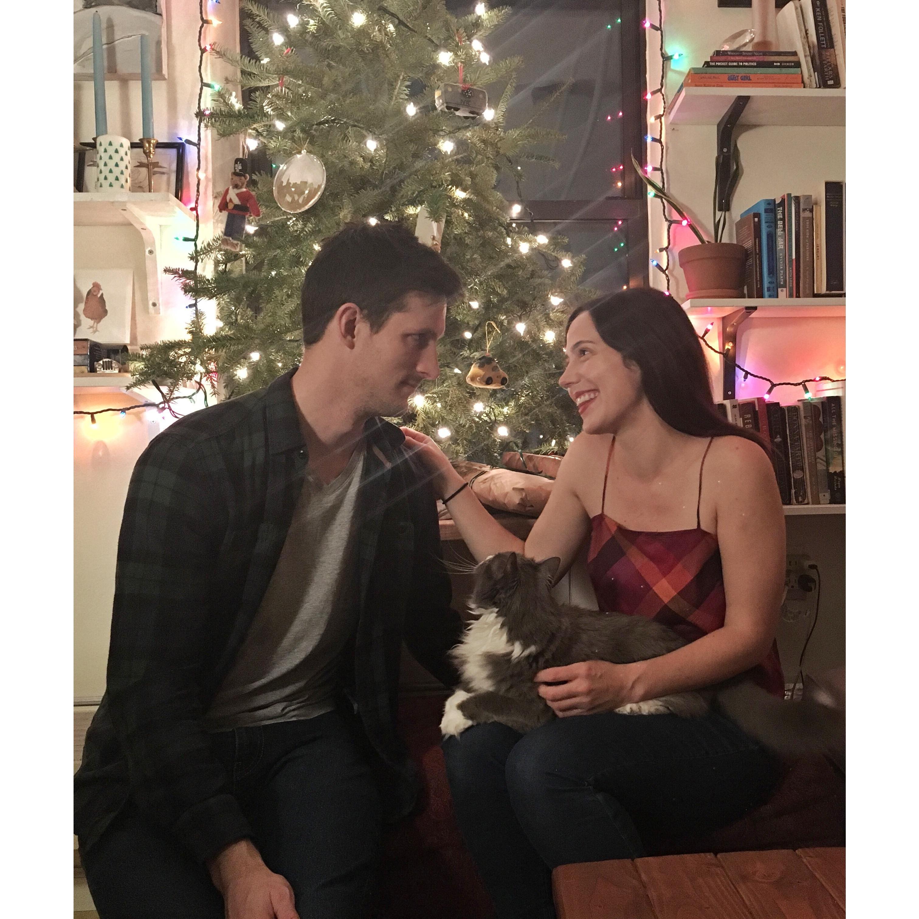 Katie forcing Patrick to be cute for Christmas
