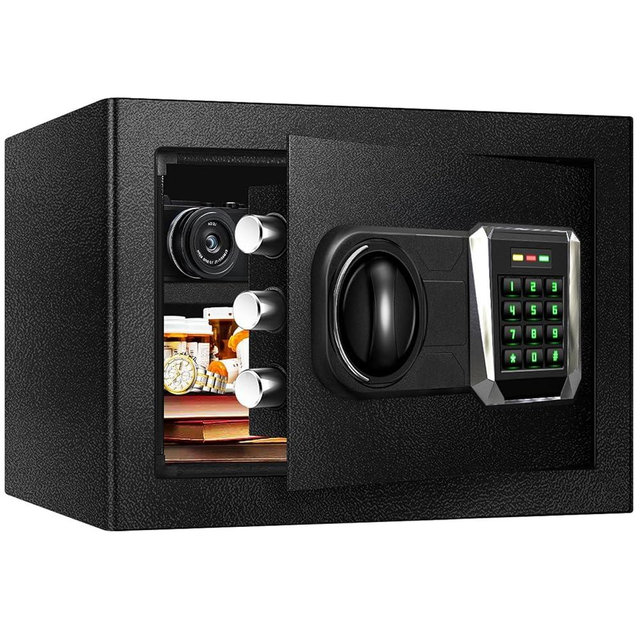 Fireproof Waterproof Safe Box for Home Use,1.3 Cu Ft Small Personal Security Lock Box with LED Sensor Light & Emergency Type-C External Charge for Money Jewelry Documents