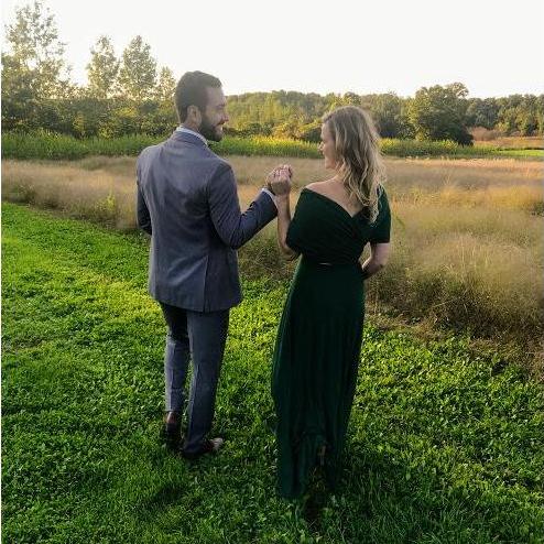 Nick and Andrea on the farm at her brother, Daniel's wedding.