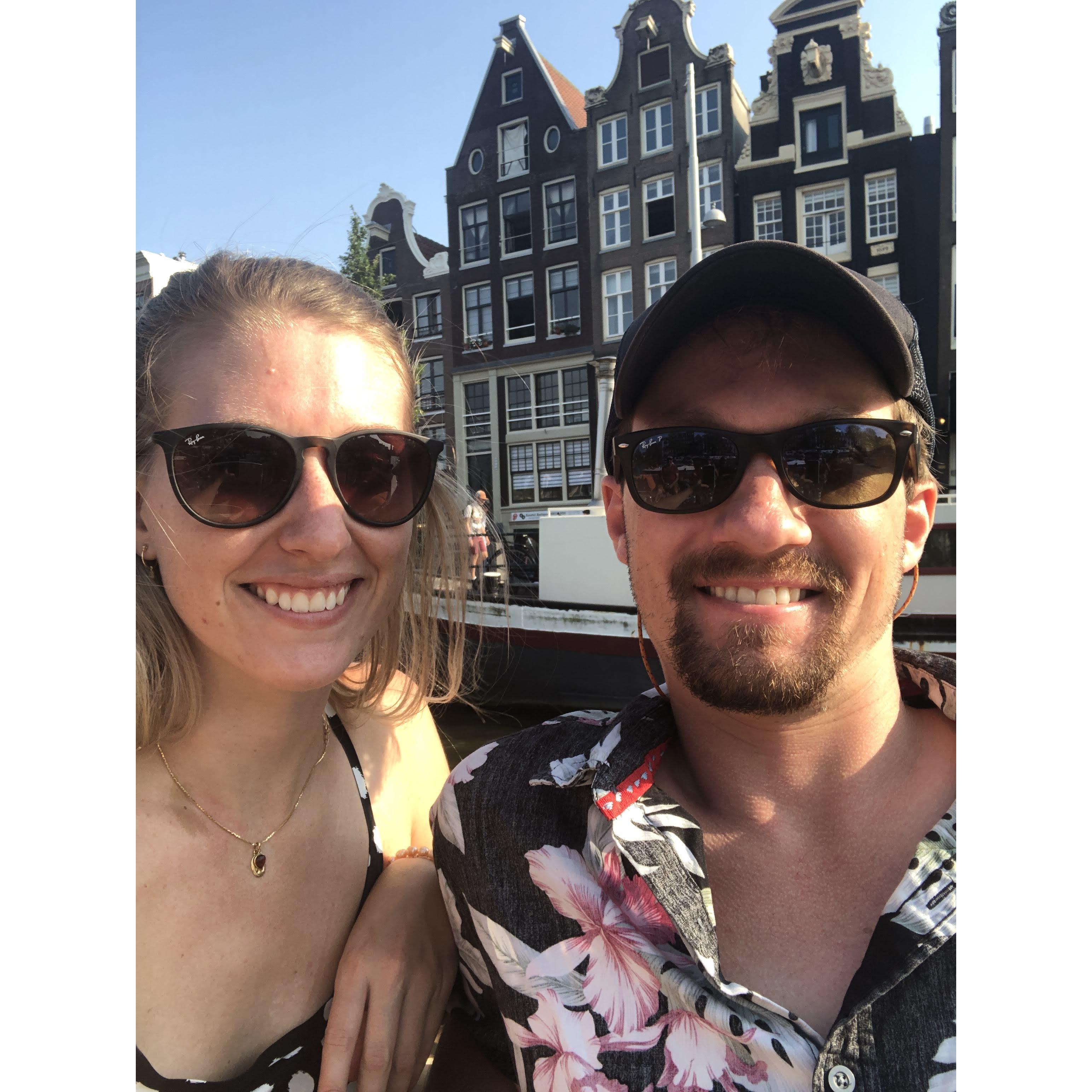 Austin was testing out the goatee look while they visited friends in Amsterdam. August 2019