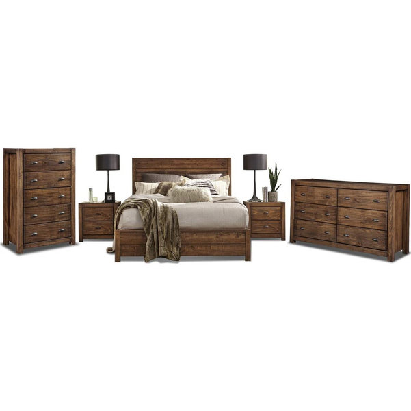 Montauk Bedroom Set (5-Piece) - Farmhouse Rustic Walnut / King