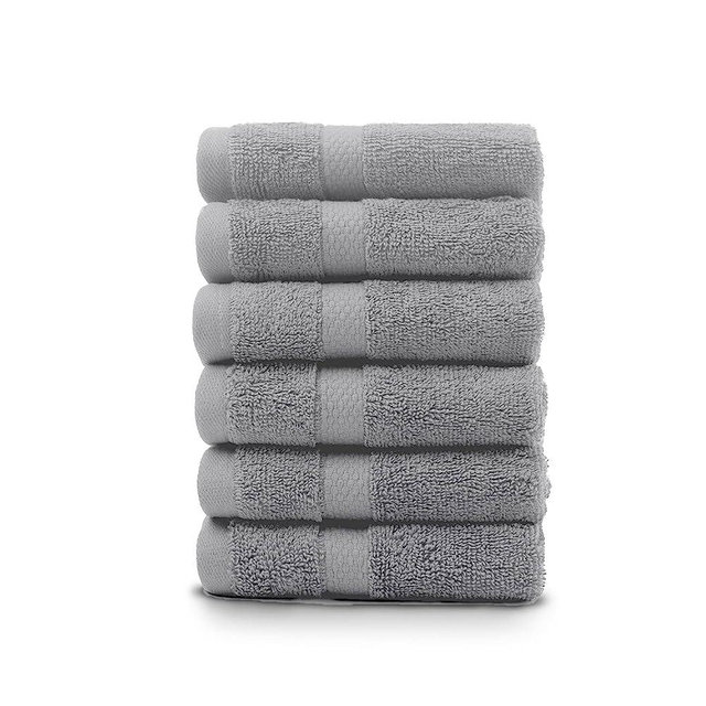 Villa Celestia 650 GSM Premium Lt.Grey Wash Cloths, 100% Cotton Face Wash Cloth for Your Body Soft Wash Cloths for Your Face and Body Face Towels, Washcloths Light Grey Face Cloths Pack of 6 (12"X12")