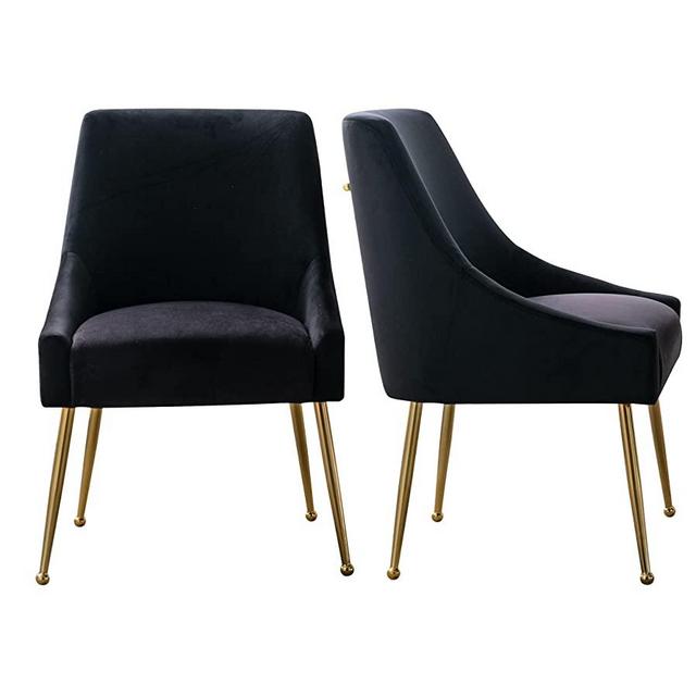 Restworld Velvet Dining Chairs, Furniture Collection Modern Contemporary Upholstered with Polished Gold Metal Legs, Set of 2