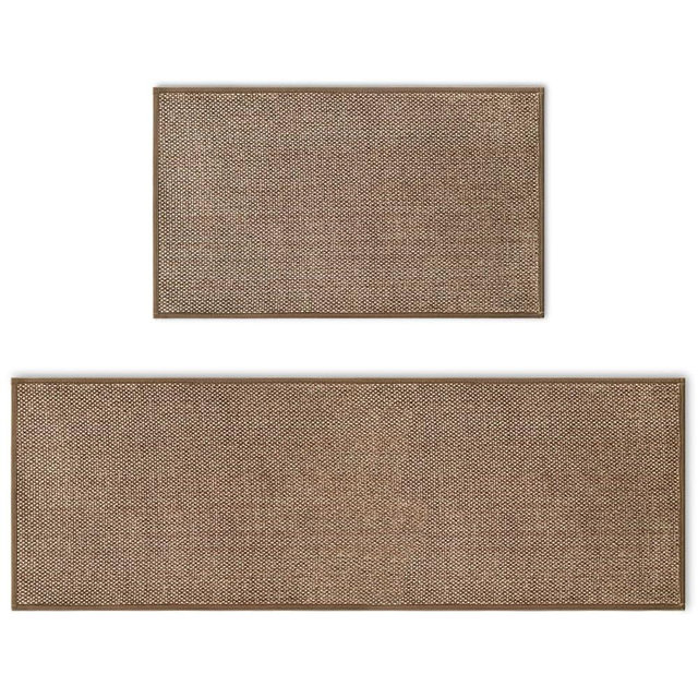 Artoid Mode Washable Kitchen Rugs and Mats Set of 2, Non Skid Rubber Absorbent Kitchen Floor Mats Front of Sink - 17x29 and 17x47 Inch