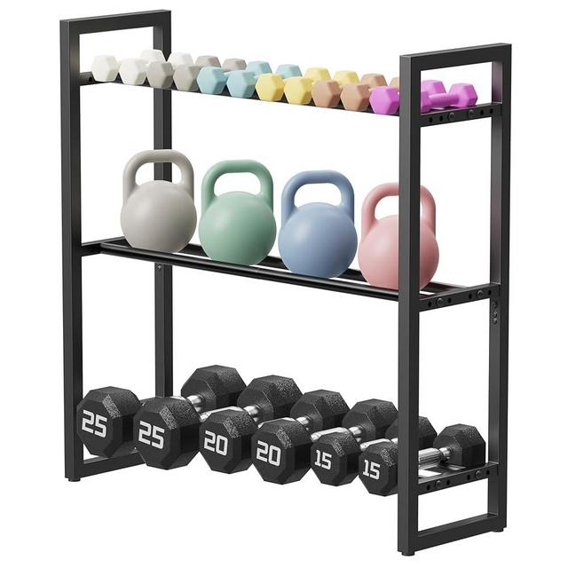 Pickpiff Adjustable 3-Tier Dumbbell Rack – Heavy-Duty Metal Weight Storage Stand for Dumbbells, Kettlebells, and More – Space-Efficient Home Gym Organizer – 360 lb Capacity (Dumbbells Not Included)