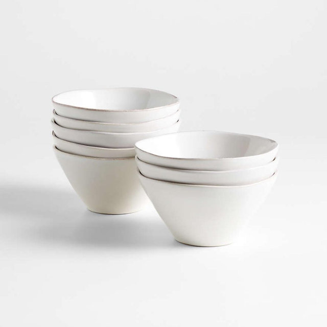Marin White Stoneware Cereal Bowls, Set of 8