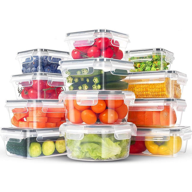 AGNDTXR 24-Piece PVC-Free BPA-Free Food-Grade Plastic Kitchen Set (12 Containers + 12 Lids), Leakproof Airtight Reusable Meal Prep & Food Storage Containers, Microwave and Dishwasher Safe
