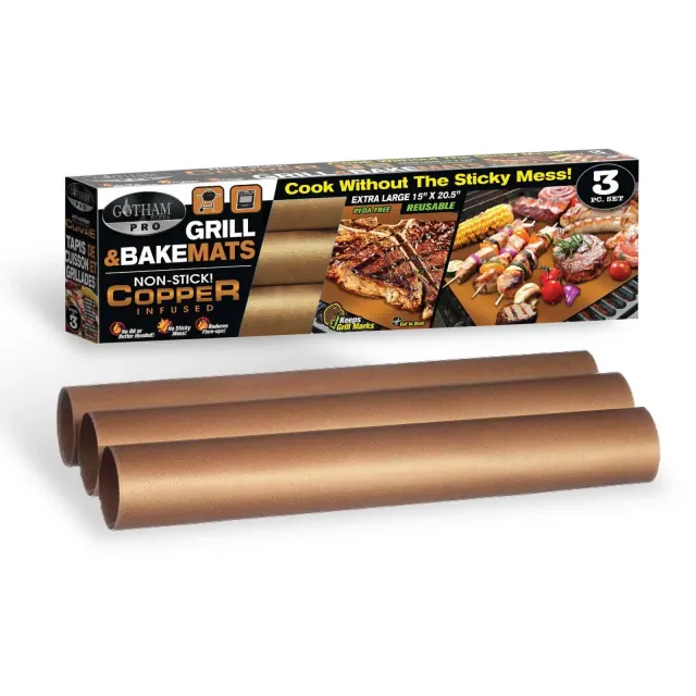Gotham Steel Copper Grill and Baking Mats - Set of 3