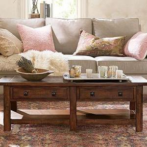 Benchwright Rectangular Coffee Table, Rustic Mahogany