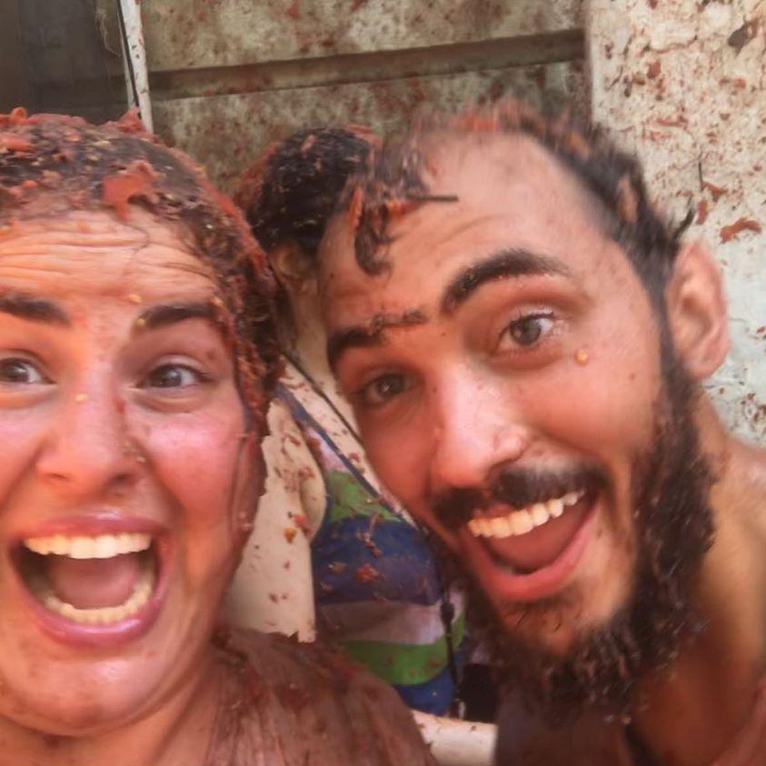 Captured right before Nick threw a tomato at Nicky's face at La Tomatina festival in Bunol, Spain.