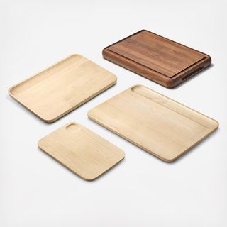 5-Piece Cutting Board & Rectangle Chop Block Set