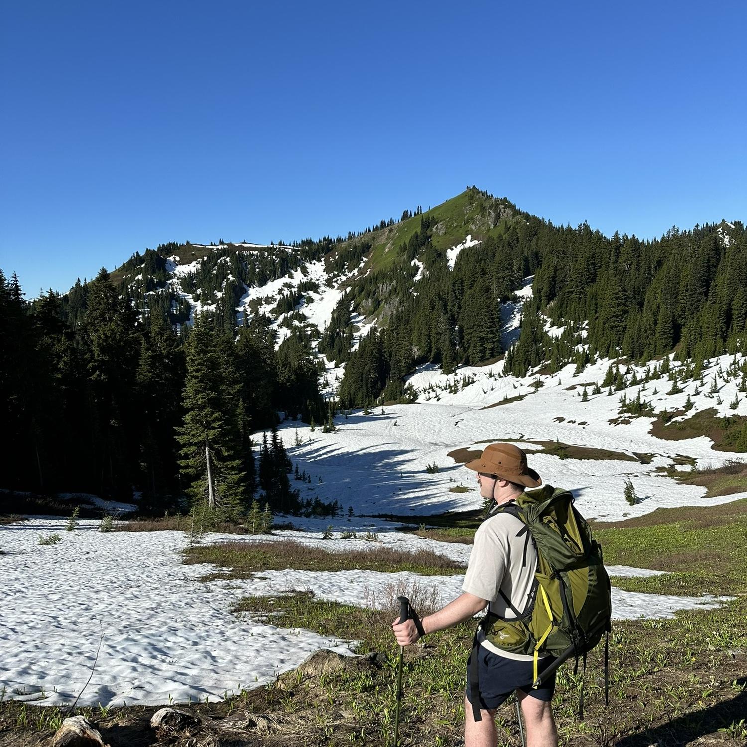 We had to create our own trail on this backpacking trip since the actual trail was still covered in snow.