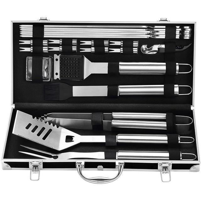 Grilljoy BBQ Accessories Grill Tools Set - 22PCS Stainless Stee Barbecue Grill Accessories for Outdoor Grill with Black Aluminum Case - Grilling Gifts for Men Dad -Grill Tools Kit