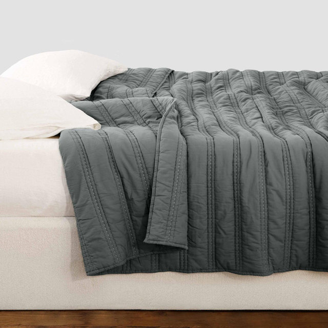 Organic Stonewashed Percale Channel Quilt