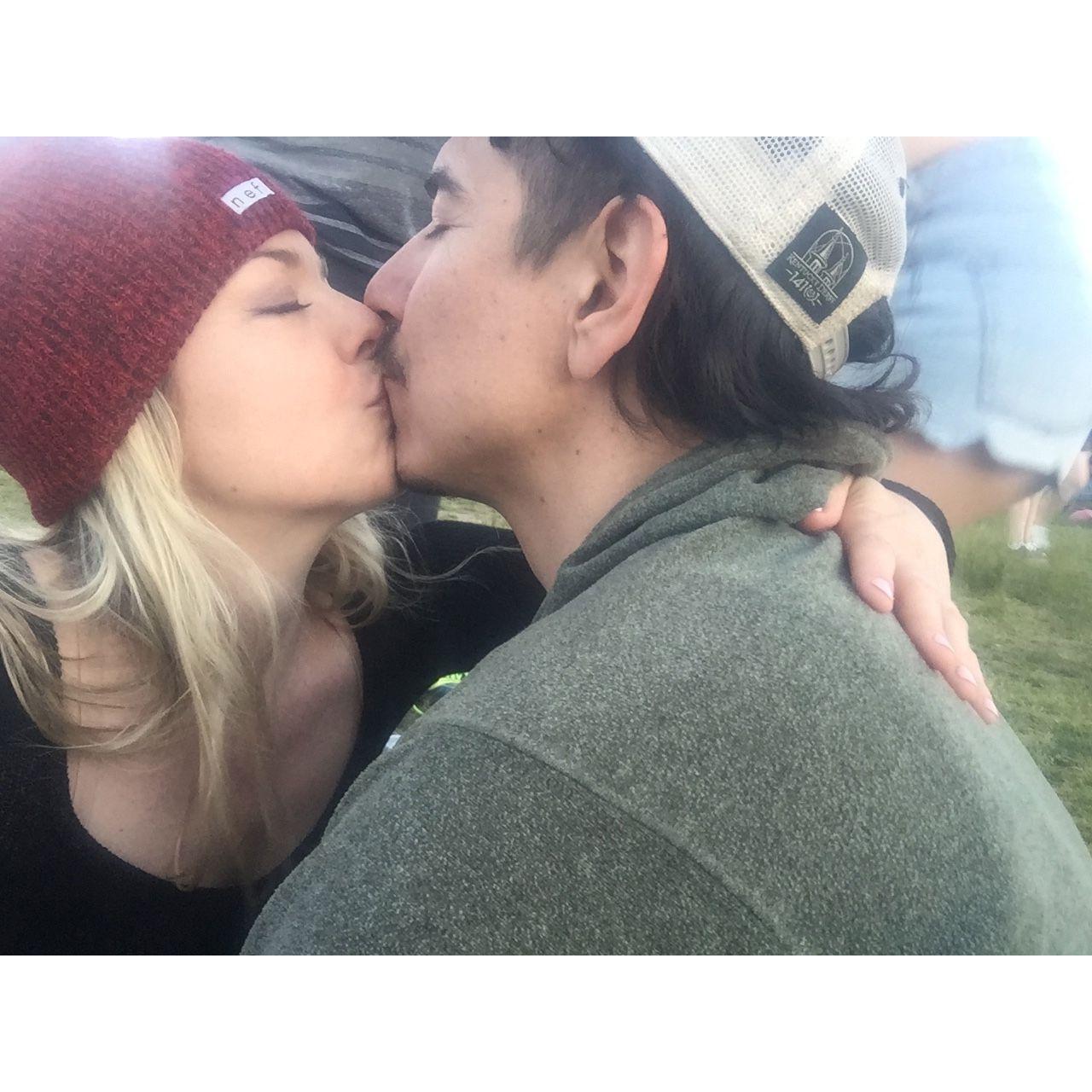 Alex and Jason share a smooch at Governor's Ball while one of Alex's favorite bands plays in the background (Local Natives)