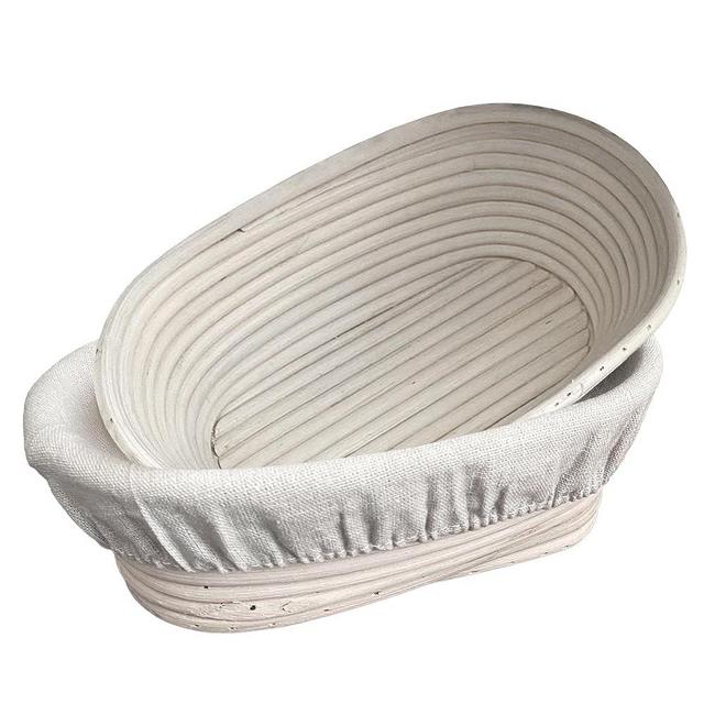 ANHVU HANDICRAFTS Banneton Proofing Basket Set of 2 - Oval 10" x 6" x 3.1" Natural Rattan Dough Rising Baskets with Washable Linen Liners for Artisan Sourdough and Homemade Bread Baking
