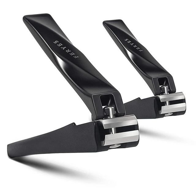 FERYES Nail Clippers with Catcher 2 PCS Set, No Splash Fingernail Clipper and Toenail Clipper, Stainless Steel Nail Cutters - W/ Black Metal Case Packing