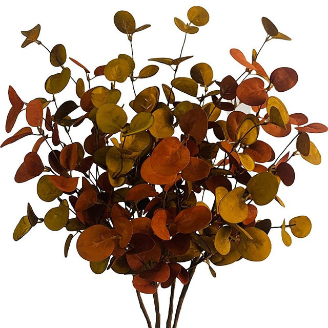 Ruidazon 4 Pcs Artificial Fall Eucalyptus Stems, 26.7" Fall Eucalyptus Leaves Greenery Stems Plants for Home Fall Floral Arrangement Wedding Party Autumn Thanksgiving Table Centerpiece Decorations