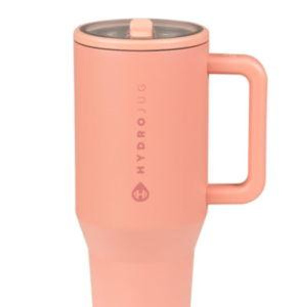 HydroJug Traveler - 40 oz Water Bottle with Handle & Flip Straw - Fits in Cup Holder, Leak Resistant Tumbler-Reusable Insulated Stainless Steel & Rubber Base - Gifts for Women & Men, Dahlia