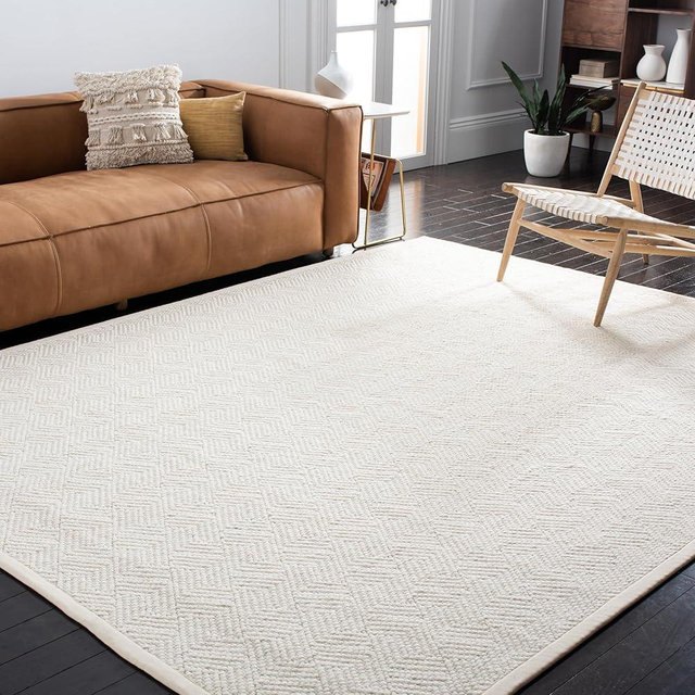 SAFAVIEH Area Rug 8x10 - Natural Fiber Collection - Large - Ivory, Handmade Wool & Jute, Ideal for Living Room, Bedroom, Dining Space (NF487A)