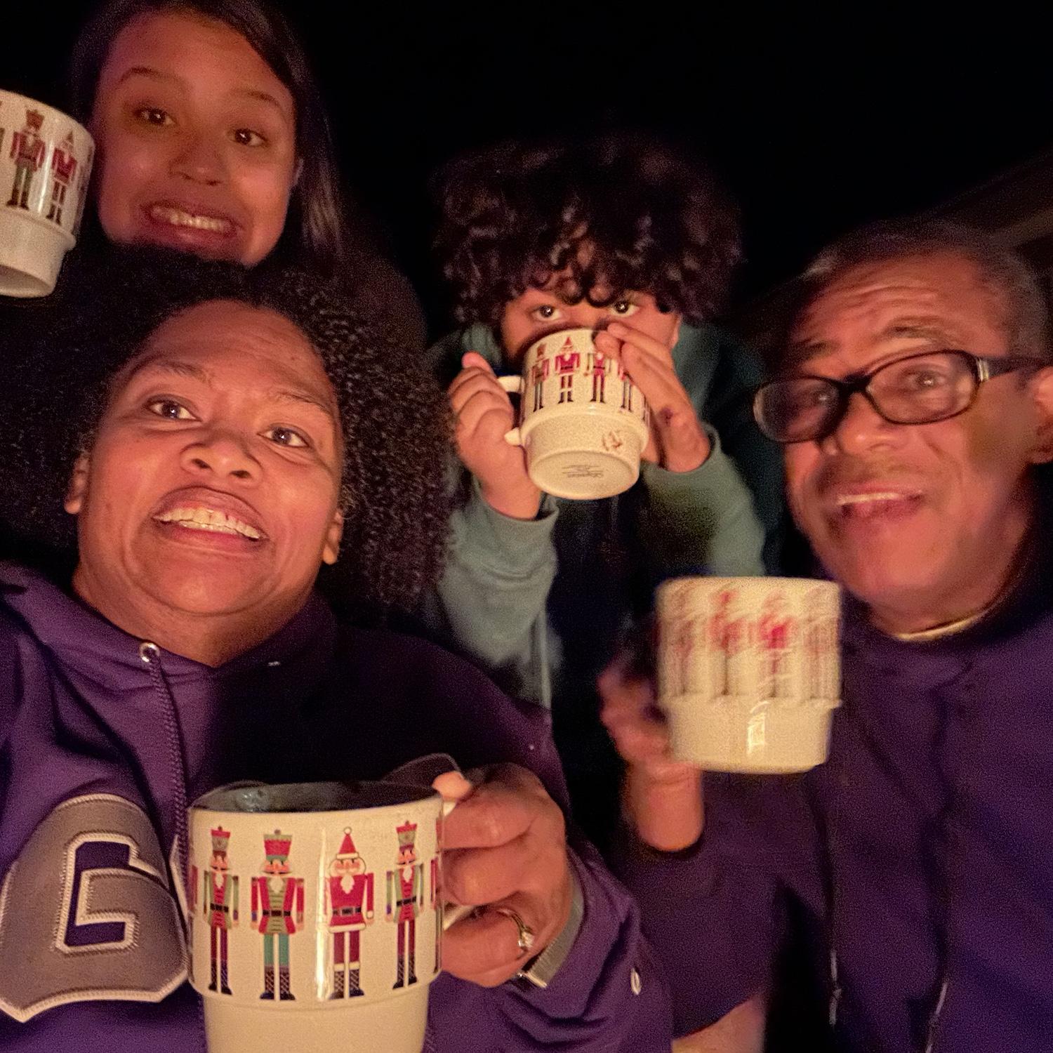 Fireworks, bonfire, hot chocolate and the kiddos.