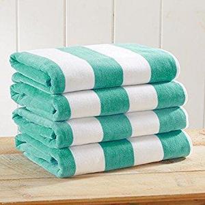 KAUFMAN - 100% Cotton Velour Cabana Beach & Pool Towel 4-Pack - 30in x 60in