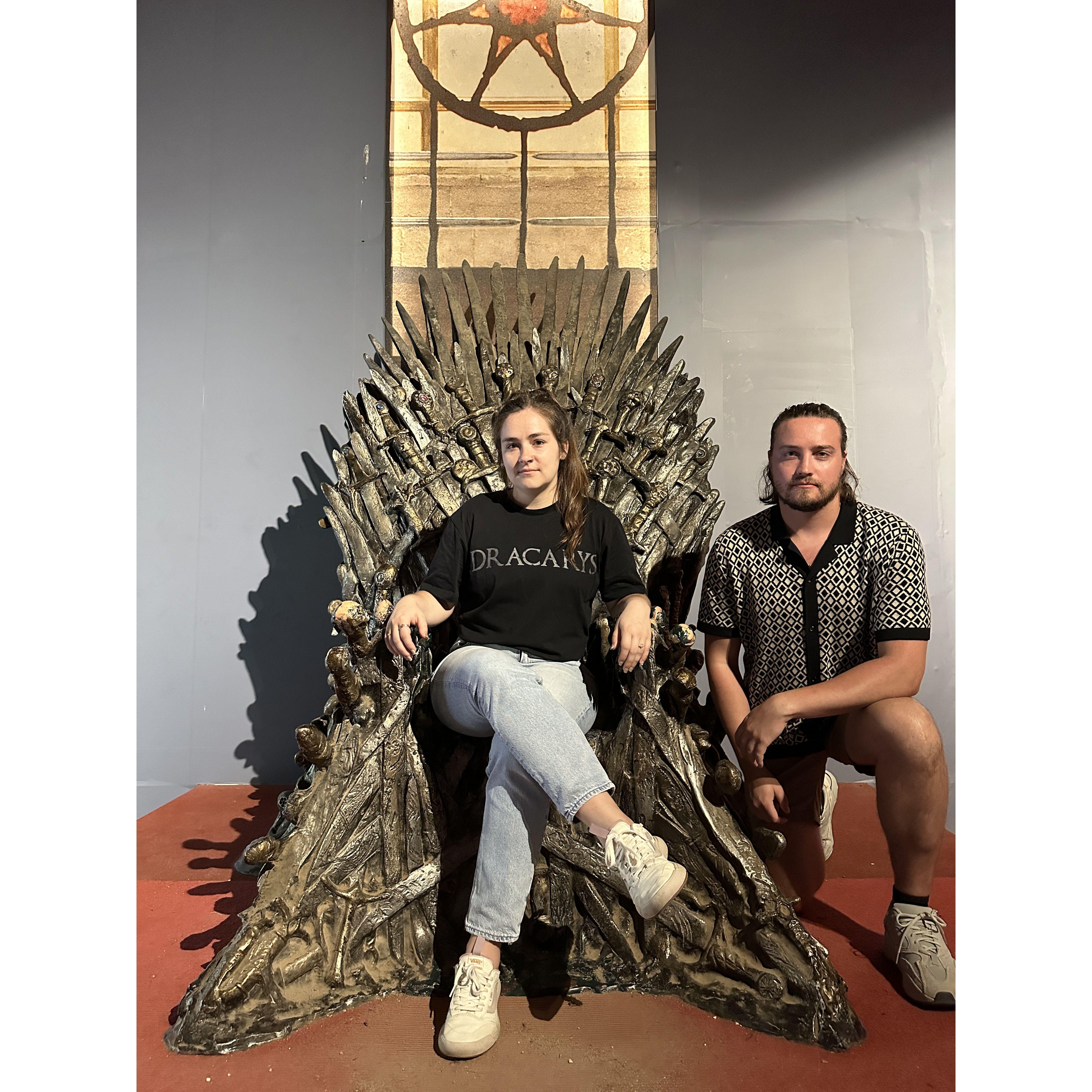 Matthew kneeling for his Queen