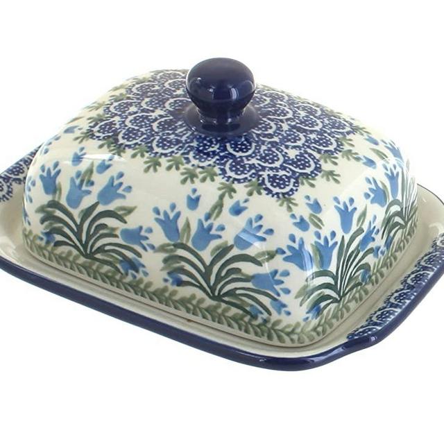 Blue Rose Polish Pottery Tulip Bouquet Butter Dish