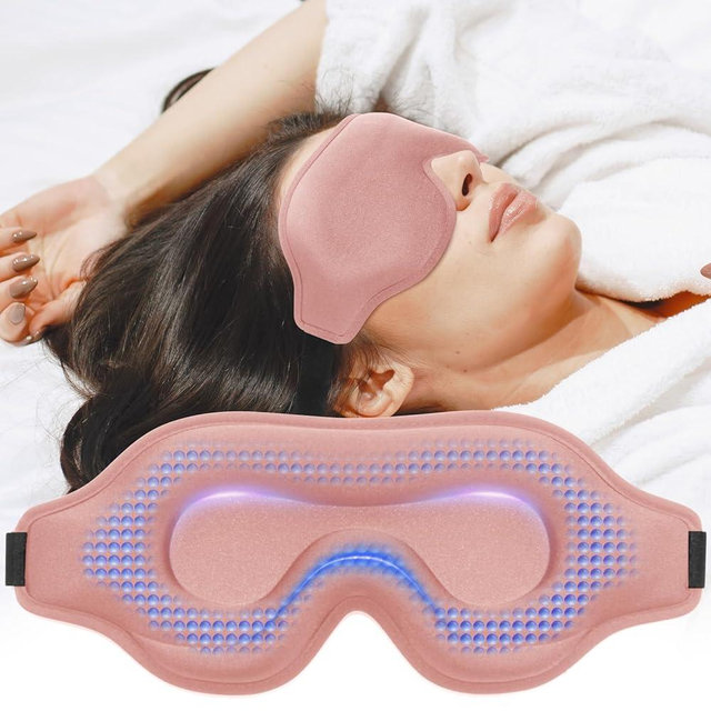 Sleep Eye Mask for Men Women, Weighted Sleeping Mask for Side Sleeper, Travel Blackout Night Blindfold Eye Shade Cover with Adjustable Strap (Blush)
