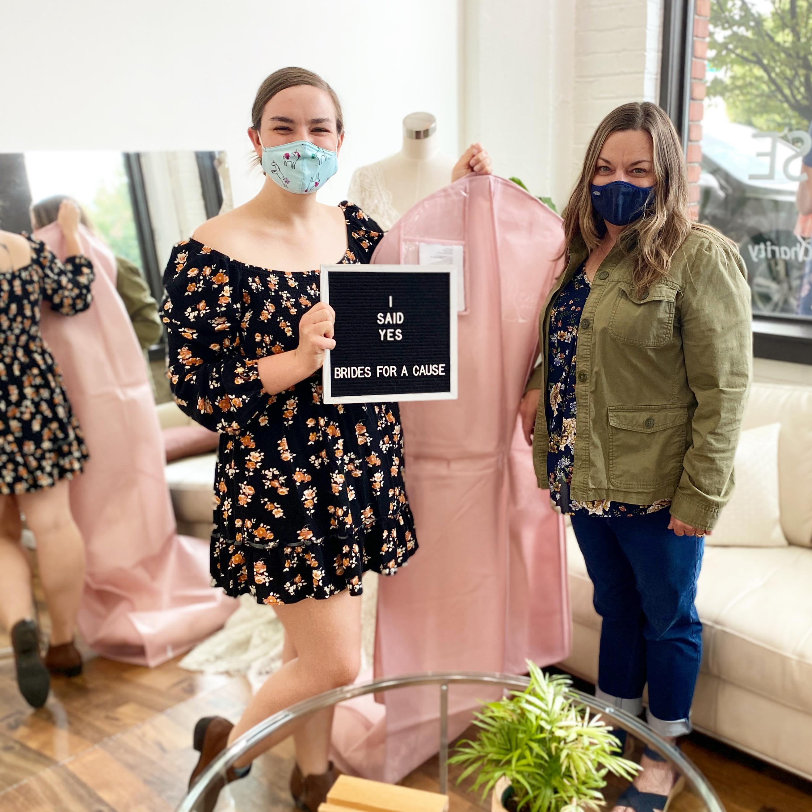 She said yes to the dress! Taylor bought her dress from local nonprofit "Brides for a Cause" which donate's to local women's charities like the Loveland Foundation, with her mom Sarah in August!