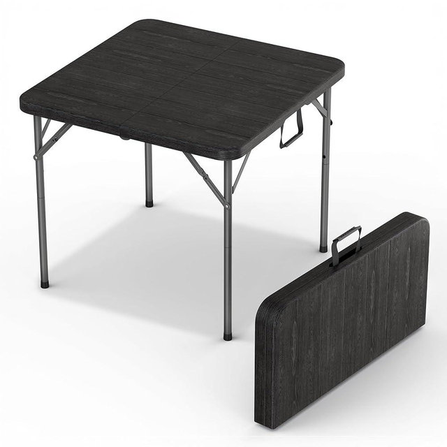 Our Modern Space 34" Square Foldable Table with Built in Handle & Steel Legs | Heavy Duty Portable | Perfect for Party, Dining, Wedding, Events, Picnic Indoor, Outdoor, Camping, Utility, Temporary