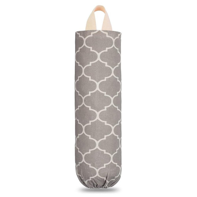 LeCorner Plastic Bag Holder, Washable Grocery Bag Holder for Plastic Bags, Strong Plastic Bag Storage Dispenser with Hanging Loop, Wall Mount Trash Bag Dispenser for Home Kitchen Cabinet (Beige)
