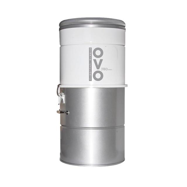 OVO Large and Powerful Central Vacuum System, 700 Airwatts Hybrid Filtration (with or Without Disposable Bags), Covers up to 7500 sq.ft, 6.6 Gal / 25L Bottom Load Rolled Steel Canister